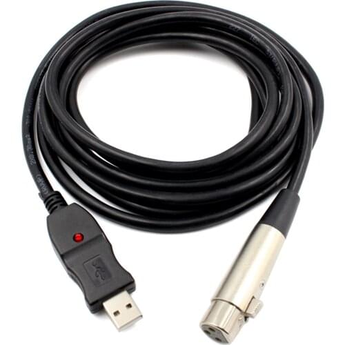 USB To XLR Microphone Audio Cable Male To Female A/D Convert With Audio Signal Boost Microphone Link Recording Cable