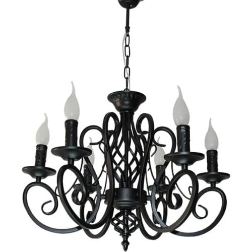 Vintage Black And Bronze Wrought Iron Metal 6 And 8 Lights Antique Chandelier Living Room Foyer Farmhouse Metal Lighting Fixture