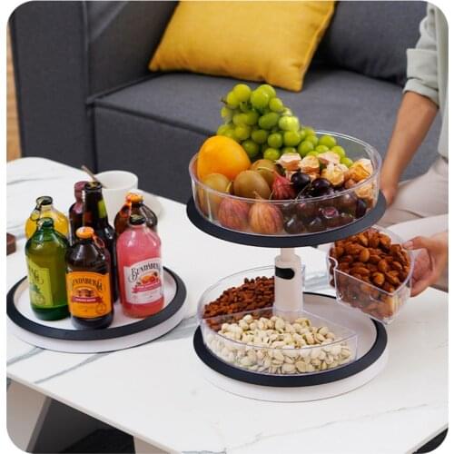 Retractable Storage Tray Double Layer Kitchen Storage Container Kitchen Accessory Plastic Rotating Tray Space-saving Spice Rack