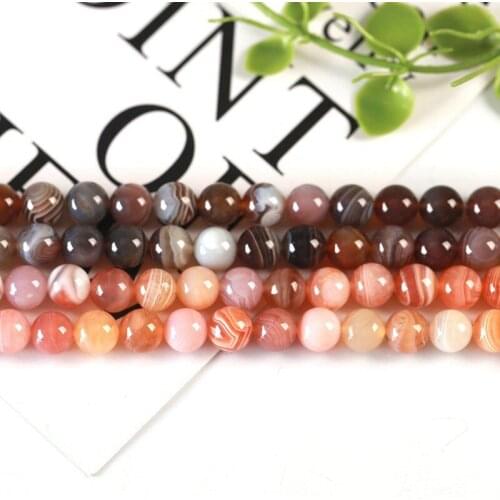 High Quality Natural Botswana Agates Stone Smooth Round 4/6/8/10/12/14mm Necklace Bracelet Jewelry Gems Loose Beads 15 Inch wk63