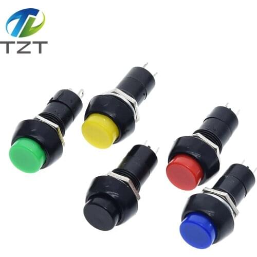 TZT 1Pack=5pcs PBS-11B 2PIN 12mm No Lock Self-Lock ON OFF Push Button Momentary Switch 3A 150V Black Blue Red Green Yellow