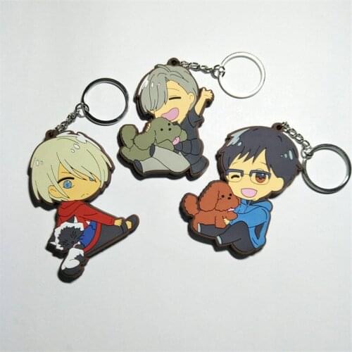 10 pcs/lot Anime YURI!!! on ICE Keychain Yuri Katsuki Yuri Plisetsky figure PVC pendant Bag Accessories Double-sided key ring