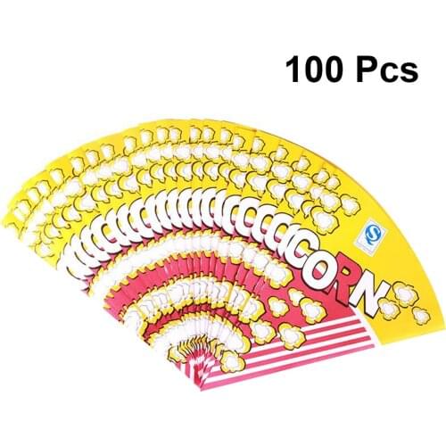 100pcs Paper Popcorn Boxes Bags Kids Popcorn Box Party Supplies With Tapered Tips Treat Bags For Snack Fries Candy Box Container