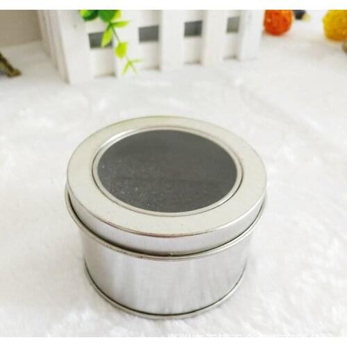 100pcs Round Tin Box With Transparent PVC Window Lid & Sponge Plain Silver Metal Can Storage Case For Watch Small Things lin4313