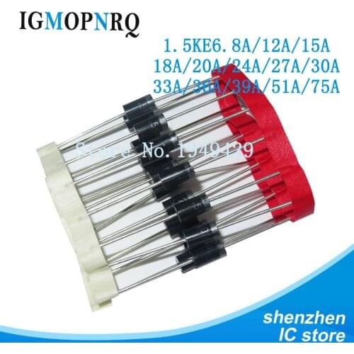 20pcs / lot 1.5KE 1.5KE6.8A 12A 15A 18A 20A 24A 27A 30A 33A 36A 39A 51A 75A / TVS diode Transistor