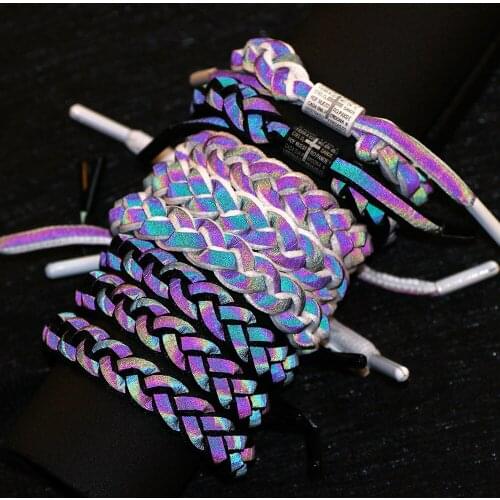 2021 New Reflective Material Bracelet Fashion Creative Shoelace Bracelet Braided Bracelet Handmade Woven Bracelet Jewelry Gift
