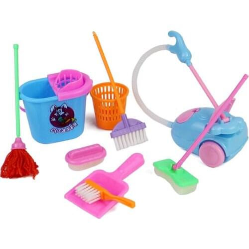 9pc/set Kitchen Home Cleaning Tool Pretend Furniture Play Toddler Toy Girl Kid Floor Brush Broom Housekeeping Children for Mini