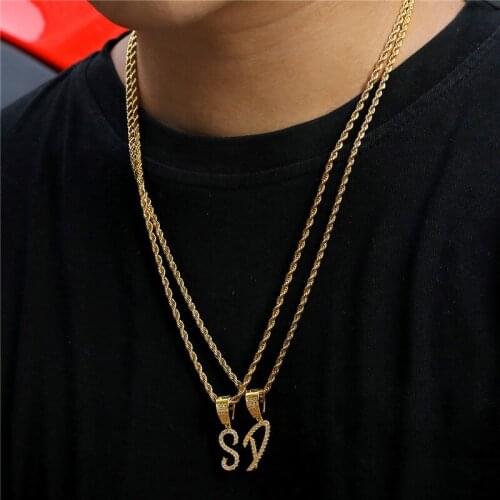 A- Z Small Pendant Letters Necklaces &Pendant Name Charm Pendants For Men/Women Rope Chain Hip Hop Punk Party Jewelry Accessorie