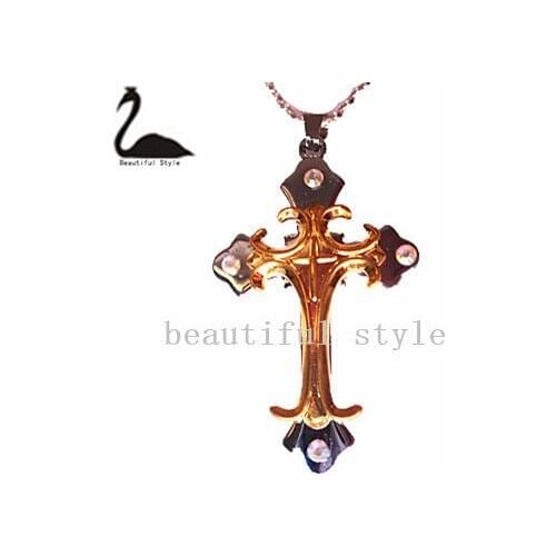 Big promotion! Fashion woman man Rhinestone silver cross pendant necklace sweater chain quality Min.order is $ 15(mix order)Z004