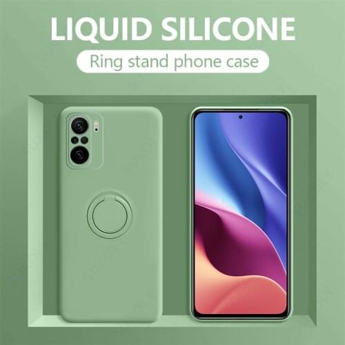 Magnetic Ring Holder Case For Xiaomi Redmi Note 10 9 Pro 9S 10S Mi 10T Lite 11 Poco X3 NFC F3 Soft Liquid Silicone Stand Cover