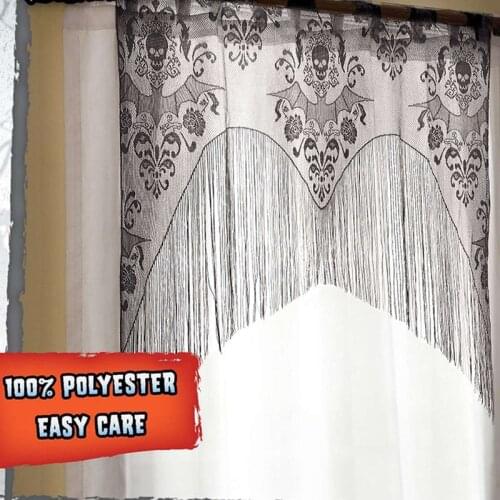 Halloween Flat Windows Curtain Tassel Ghost Festival Door Cover Window Decoration Warp Knitting Lace Spider Net Taro Bat Fringe