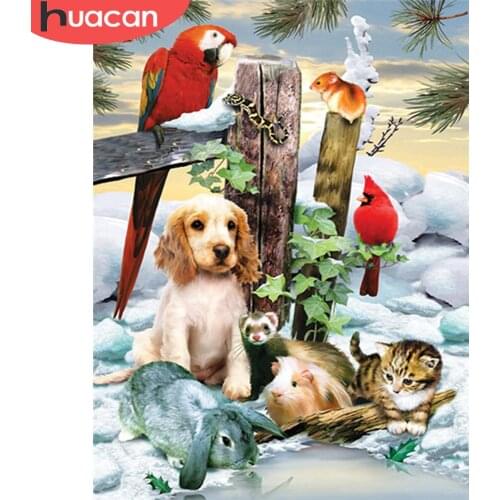 HUACAN 5D DIY Diamond Painting Dog Picture Of Rhinestone New Diamond Embroidery Winter Mosaic Sale Animal Home Decor