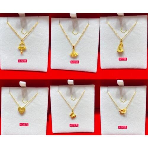 HX 24K Pure Gold Necklace Real AU 999 Solid Gold Chain Brightly Simple Upscale Trendy Classic Fine Jewelry Hot Sell New 2020