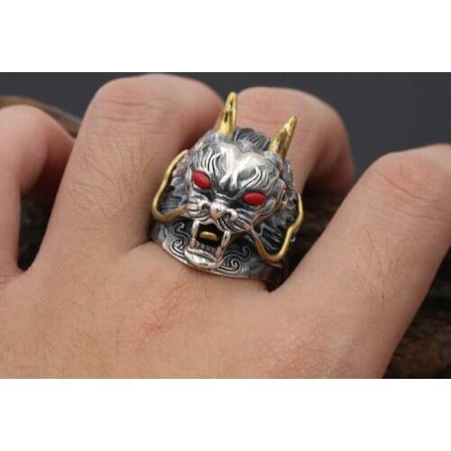 925 STERLING SILVER dragon MENS PUNK Biker Ring jewelry A1441