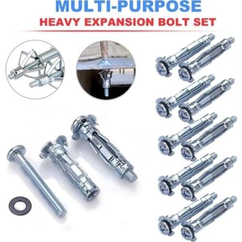 Heavy Expansion Bolt Set 42 Pcs Zinc Plated Hollow Drive Wall Anchor Screws Set for Drywall Plaster and Tile Kit Placa Mae