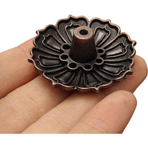 Alloy Incense Burner 9 Holes Lotus Incense Burner Holder Flower Statue Censer Plate for Sticks Cone 3.5cm x 1.5cm