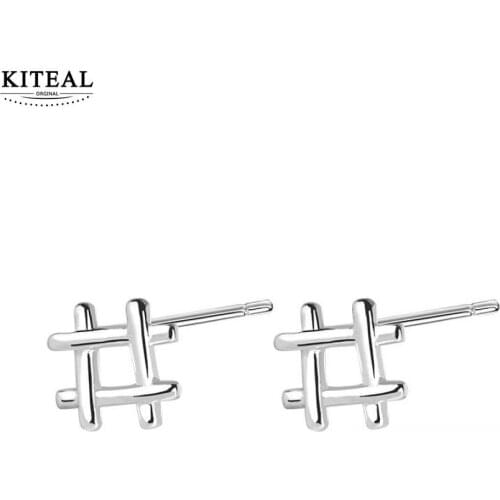 KITEAL Fashion New Brand Design Luxurio silver color Girl stud earrings Hollowed out“#” women earrings High Quality Jewelry