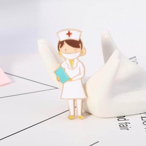 Cartoon Nurse Brooches For Women Girls Cute Sweet Cartoon Style Brooch Pins Party Daily Fashion Jewelry Gifts