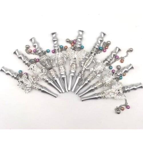 9pcs/lot Hookah Mouthpiece animal style Handmade Inlaid Jewelry Alloy Shisha Filter Tip Hookah Mouth tips jeweled hookah tips