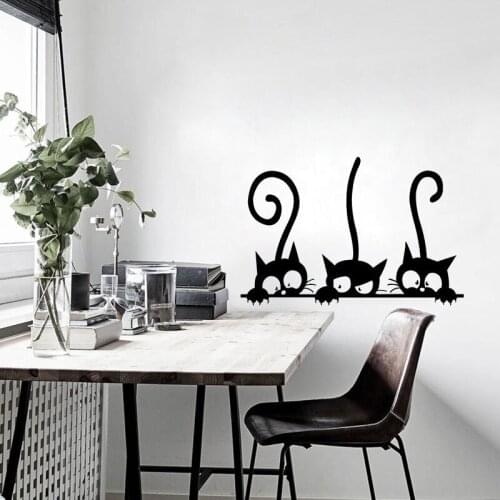 Lovely Cat Wall Stickers Bathroom Toilet Kids Room Decoration Home Decor Wall Car Mural Art Decals