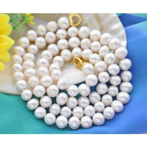 Z10009 32" 11mm White Round Freshwater Pearl Necklace