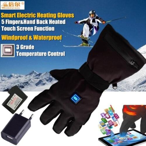 Smart Electric Heated Gloves Battery Powered Self Heating Skiing Guantes Winter Waterproof Motorcycle Riding Touch Screen Gloves