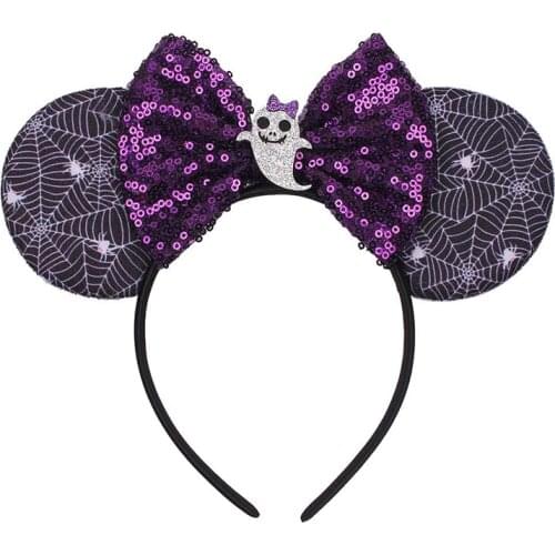 Disney Headband Girls Ears Hairband New Summer Kids Women Sequin Bow Headdress Minnie Headbands DIY Ears Hair-Accessories
