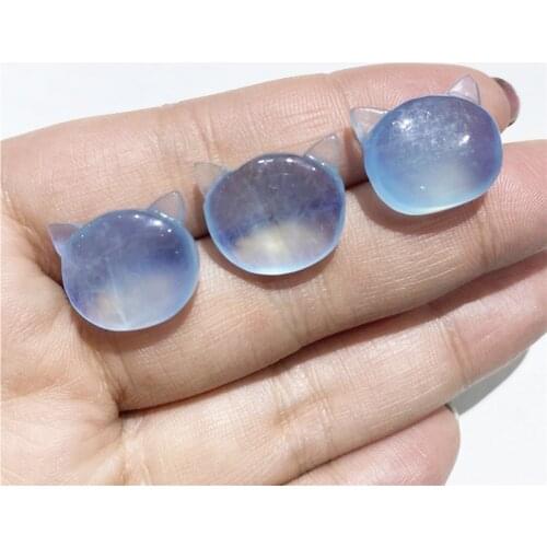 Natural Aquamarine Cat Crystal Blue Ice Quartz Stone Gemstones For Pendant Necklaces Gift