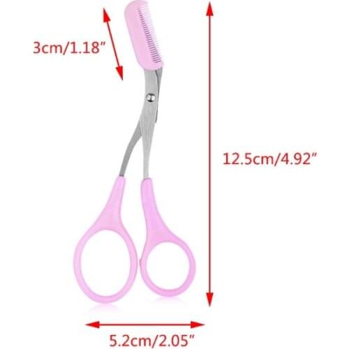 Professional Stainless Steel Eyebrow Scissors with Comb Curved Trimmer Grooming Shaver Eyelash Hair Removal Beauty Tools for Men