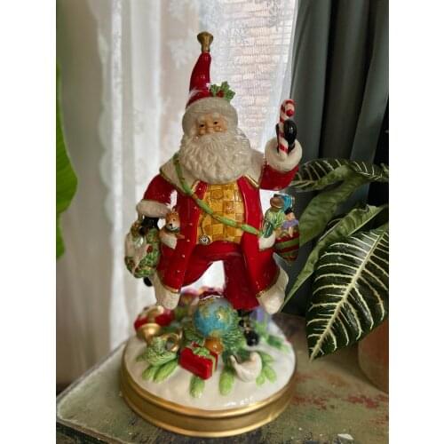 CHRISTMAS GIFT HAND PAINTED CERAMIC SANTA CLAUS STATUE HOME DECORATION ORNAMENT HOLIDAY GIFT