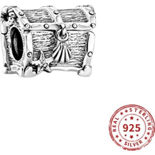 925 sterling silver Beads Chest of Treasure Charm Beads fit Original Pandora Ocean series Bracelet Jewelry 2021
