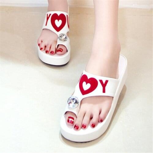 Platform Shoes Wedges Slippers for Women Rhinestone Slippers Women Summer Slides Girls Sandals High Heels Flip Flops Slippers