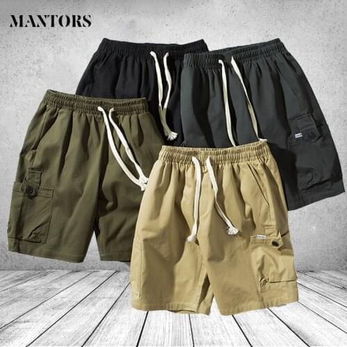 Mens Shorts Summer Plus Size Cotton Elastic Waist Work Bermuda Hot Loose Baggy Breeches Army Green Male Cargo Casual Short Male