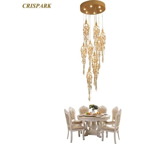 Modern Glass Ceiling Chandelier Lighting LED Luxury Brass Chandeliers Copper Glass Drop Flush Mounted Light Fixture