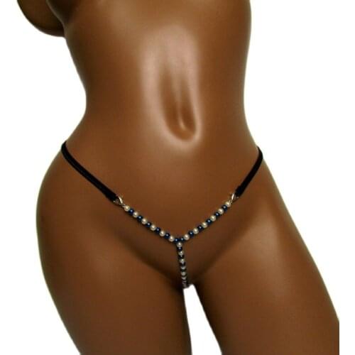 Skimpy Open Crotch green white Pearls Thongs Panties Beading Massage G-strings Tanga T Back Women Sexy Erotic Underwear Costumes