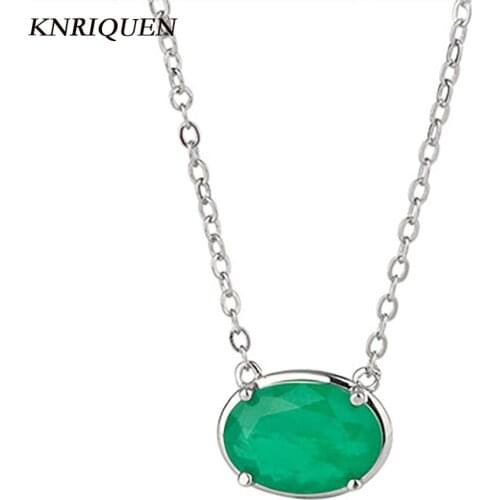 Vintage 925 Sterling Silver 10*14mm Simulated Emerald Gemstone Pendant Necklace For Women Charms Wedding Party Fine Jewelry Gift
