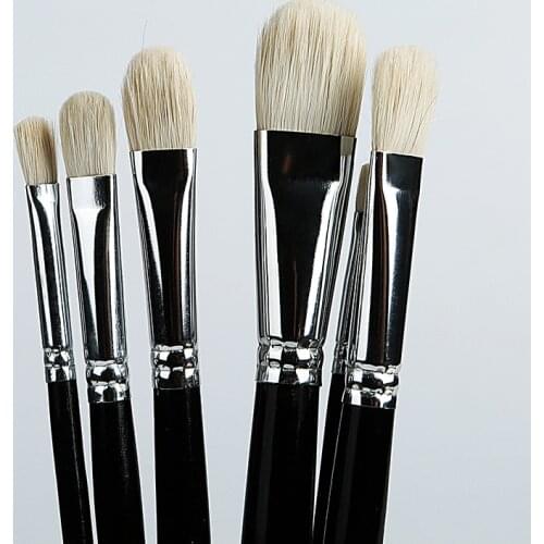 High Quality 6pcs Wool Hair Round Pointed Painting Brush Wooden Handle Water Color Gouache Acrylics Brush Art Supplies