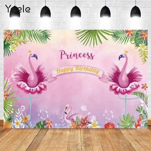 Yeele Summer Tropical Flamingo Purple Baby Princess Birthday Backdrop Vinyl Photography Background For Photo Studio Photozone