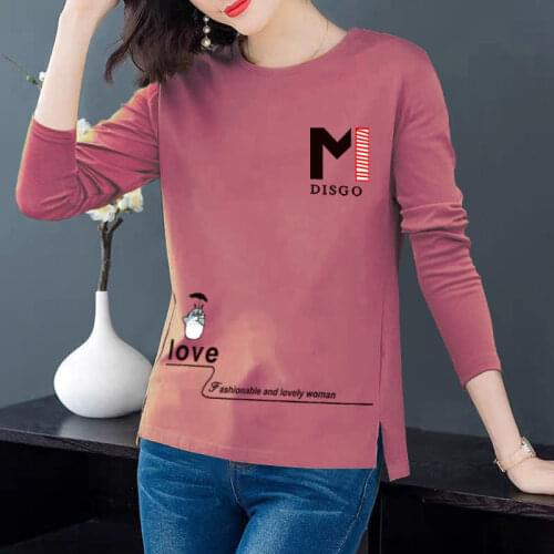 Woman Tshirts Womens Long-Sleeved T-shirt Spring and Autumn Top Loose plus Size Crew Neck Ropa Mujer Camisetas