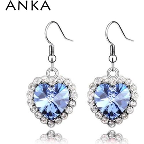 ANKA top fashion real trendy heart crystal drop earrings for women fashion jewelry Main Stone Crystals from Austria #87930