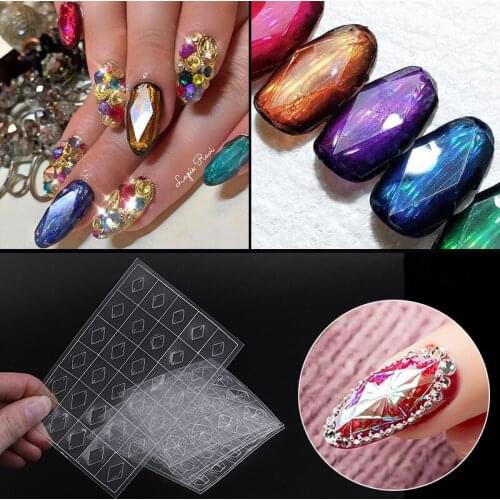 1 Sheet Nail Gemstone Stencil Guides Mould Transparent Plastic Mold Flakes DIY UV Gel Manicure Tools 3d Hollow Stickers Diamonds