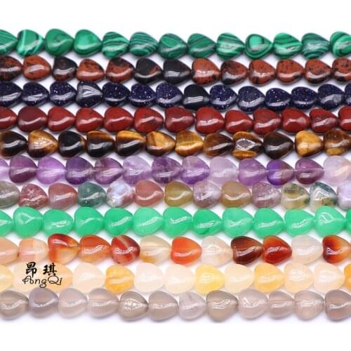 10mm Natural Stone Heart shape Loose Beads Crystal Semifinished String Bead for Jewelry Making DIY Bracelet Necklace Accessories
