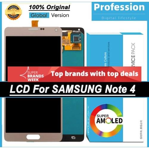 100% Original 5.7'' Super AMOLED Display for Samsung Galaxy Note 4 N910 N910F LCD Touch Screen Digitizer Assembly Repair Parts