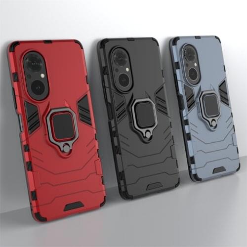 100Pcs/Lot Ring Car Holder Phone Case For Huawei Honor 50SE P50 Pro Play 5T P Smart Nova 8SE Y9A Y7A Hybrid 2 in 1 Armor Cover