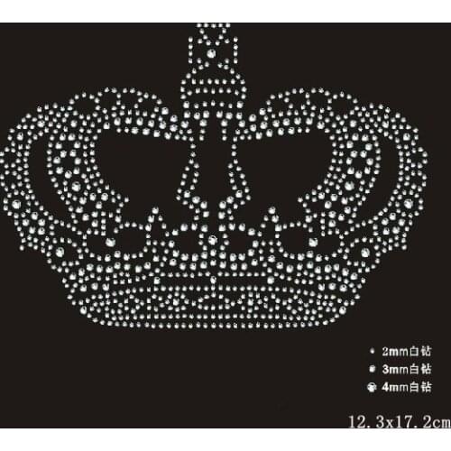 2pc/lot Crown Rhinestones iron on crystal transfers design rhinestone iron on transfers designs patches for sweater shirt