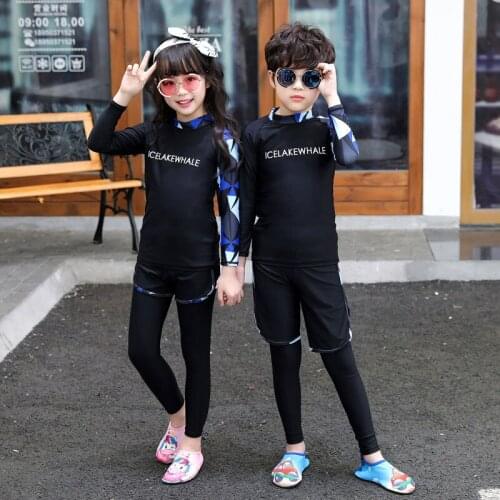 3pcs/set Boys Girls Long Sleeve UPF 50 Sun UV Protection Rash Guards Full Body Swim Surf Run Jog Snorkel Shirt Tights Trunks