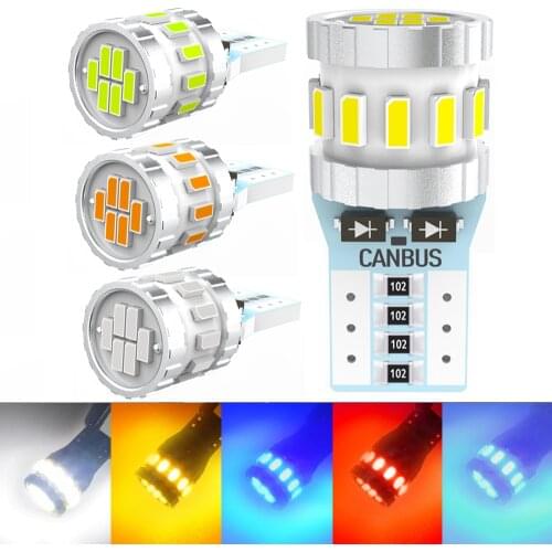 2pcs Canbus T10 W5W Led Bulbs 194 168 18SMD 3014 White 12V led Car Interior Reading Parking Lights for BMW Audi Mercedes Orange