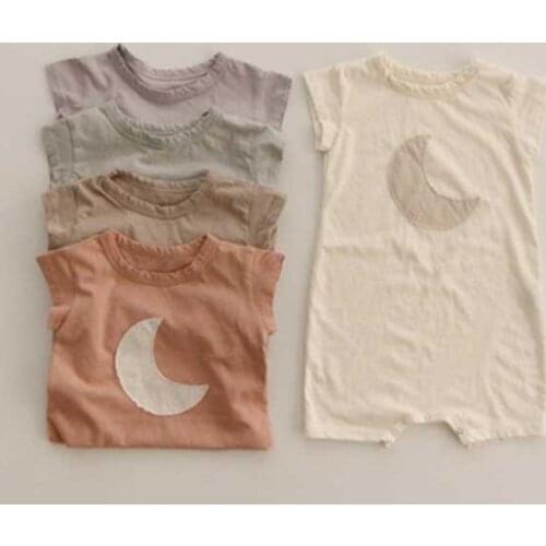 8007 Twins Clothes Soft Moon Pattern Baby Boy 2 Pieces Suit Or Baby Girl Bodysuit Summer New 2021 Baby Casual Clothes Outfits