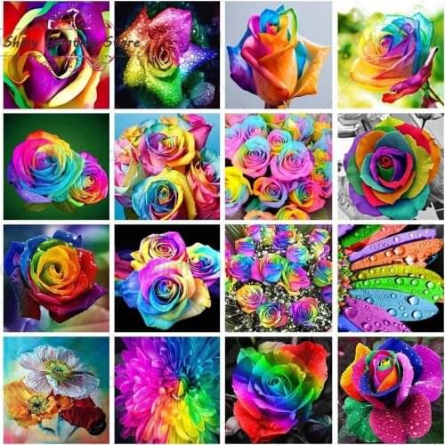 Diamond Painting DIY 5D Beautiful Colored Rose Flowers Picture Cross Stitch Full Square Round Diamond Embroidery Handmade Gift