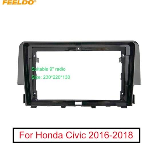 FEELDO Car Audio Stereo 9" Big Screen 2DIN Fascia Frame Adapter For Honda Civic CD/DVD Player Dash Fitting Panel Frame Kit